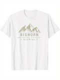 Men's T-Shirt Bighorn National Forest Print With Snowy Mountain View Under Clear Sky