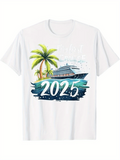 Men's T-Shirt Tropical Paradise With Cruise Ship Palm Tree Ocean Waves 2025