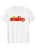 Men's T-Shirt Classic Red Truck With Pumpkins And Autumn Harvest Truck