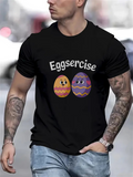 Men's T-Shirt Eggsercise Colorful Cartoon Eggs With Playful Smiling Expressions Decorative Easter Egg
