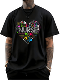 Men's T-Shirt Colorful Stethoscope And Medical Icons Forming A Heart Shape Nurse