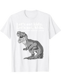Men's T-Shirt Lets Eat Kids Funny Punctuation With Roaring Dinosaur Illustration