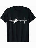 Men's T-Shirt Heartbeat Line With Diver Surrounded By Air Bubbles Underwater Adventure