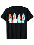 Men's T-Shirt Colorful Surfer Beach With Happy Toothpaste And Tooth Characters