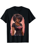 Men's T-Shirt Confident Woman With Glasses Illustration Surrounded By Pink Accents