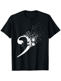 Men's T-Shirt Abstract Flow Of Dotted Elements Spreading Across Musical Bass Clef