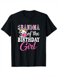 Men's T-Shirt Grandma Of The Birthday Girl With Pink Cartoon Cow Print Lettering