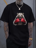 Men's T-Shirt Fierce Brown Bear With Red Boxing Gloves In Strength Pose Bear