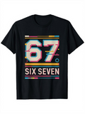 Men's T-Shirt Colorful Graphic Lines With Retro Block Letters Number Design