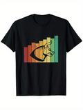 Men's T-Shirt Retro Faded Vertical Stripes Overlaid With Artistic Bull Head