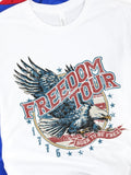 Women's T-Shirt Freedom Tour Soaring Eagle With Retro Stars And Emblem Design Eagle