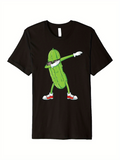 Men's T-Shirt Green Dancing Pickle Wearing Red Sneakers Pickle