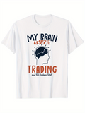 Men's T-Shirt My Brain Is Mostly Trading With Humorous Minimal Line Head Design