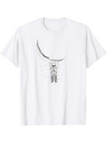 Men's T-Shirt Dreaming Astronaut Swinging Under Crescent Moon Surrounded By Floating Stars