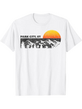 Men's T-Shirt Park City UT Mountain Sunset With Pine Trees And Rising Sun Scenery