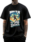 Men's T-Shirt Born To Be The Sky Diver Amongst Clouds With Vibrant Sunlit Skies Diver