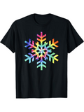 Men's T-Shirt Vivid Rainbow Reflections Radiate Across A Shining Geometric Snowflake