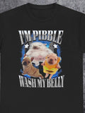 Men's T-Shirt Im Pibble Wash My Belly Surrounded By Two Playful Puppies Under Blue Stars Dog