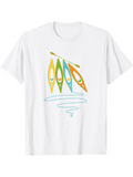 Men's T-Shirt Colorful Abstract Shapes Floating Over Gentle Rippling Water Kayak