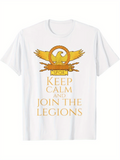 Men's T-Shirt Keep Calm And Join The Legions Roman Winged Eagle Emblem Over White Cotton T Shirt