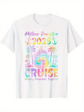 Men's T-Shirt Mother Daughter 2025 Cruise Palm Trees Beach Sun Holiday Shirt