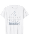 Men's T-Shirt Annapolis Classic Sketch Sailboat Over Gentle Waterline