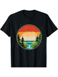 Men's T-Shirt Sunset Horizon With Flowing River Amid Pine Trees Landscape