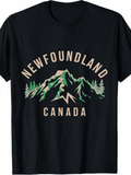 Men's T-Shirt Newfoundland Canada Majestic Pine Trees And Rocky Snowcapped Mountain Range