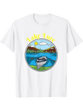 Men's T-Shirt Lake Life Blue Waters Under Sunny Sky With Speedboat