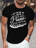 Men's T-Shirt As For Me And My Piano We Will Serve The Lord Musical Notes With Flowing Keyboard Keys Piano