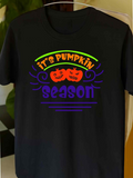 Men's T-Shirt Its Pumpkin Season With Grinning Jack O Lanterns Surrounded By Vibrant Swirls Pumpkin
