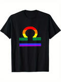 Men's T-Shirt Vibrant Rainbow Stripes With Symbol In Bold Contrasting Colors