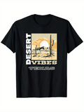 Men's T-Shirt Desert Vibes Texas Desert Sunrise With Cactus And Rugged Landscape