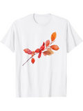 Men's T-Shirt Watercolor Autumn Leaves Branch With Vibrant Warm Tones Nature Stem