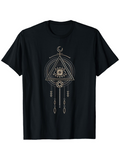 Men's T-Shirt Mystical Geometric Motif With Crescent Moon And All Seeing Eye Symbol