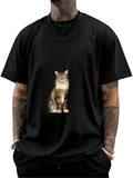 Men's T-Shirt Soft Fur Realistic Style Sitting Brown Tabby Cat