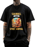 Men's T-Shirt Squirrel Is My Spirit Animal Surrounded By Forest Leaves Cheerful Squirrel