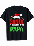 Men's T-Shirt Santa Is Promoting Me To Papa Festive Candy Cane Christmas Hat Santa