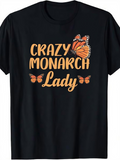 Men's T-Shirt Crazy Monarch Lady Surrounded By Orange Butterflies Fluttering Gracefully Monarch Butterfly