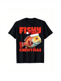 Men's T-Shirt Fishy Christmas Red Festive Hat Cartoon Swimming Fish