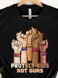 Men's T-Shirt Protect Kids Not Guns Raised Fists With Colorful Wristbands United Hand