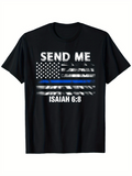 Men's T-Shirt Send Me American Flag With Blue Line Under Strong Grunge Texture