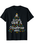 Men's T-Shirt My Favorite Color Is Christmas Lights Glowing With Multicolored Bulbs Shining On Christmas Tree