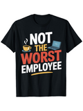 Men's T-Shirt Not The Worst Employee Retro Letters With Cute Coffee And Laptop