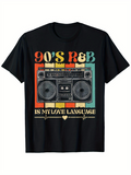 Men's T-Shirt Nostalgic Retro Boombox With Colorful Blocks And Heartbeat Design Boombox