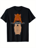Men's T-Shirt Reflective Ripple Illustration With Bull Standing Over Calm Bear