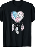 Men's T-Shirt Soft Pastel Painted Dreamcatcher Feathers Hanging Below Heart