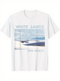 Men's T-Shirt White Sands With Desert Landscape Under Cloudy Blue Sky