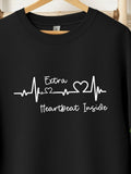 Men's T-Shirt Extra Heartbeat Inside White Heartbeat Lines With Graphic Heart