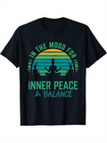 Men's T-Shirt In The Mood For Inner Peace Balance With Sunset Silhouette Meditation Figure